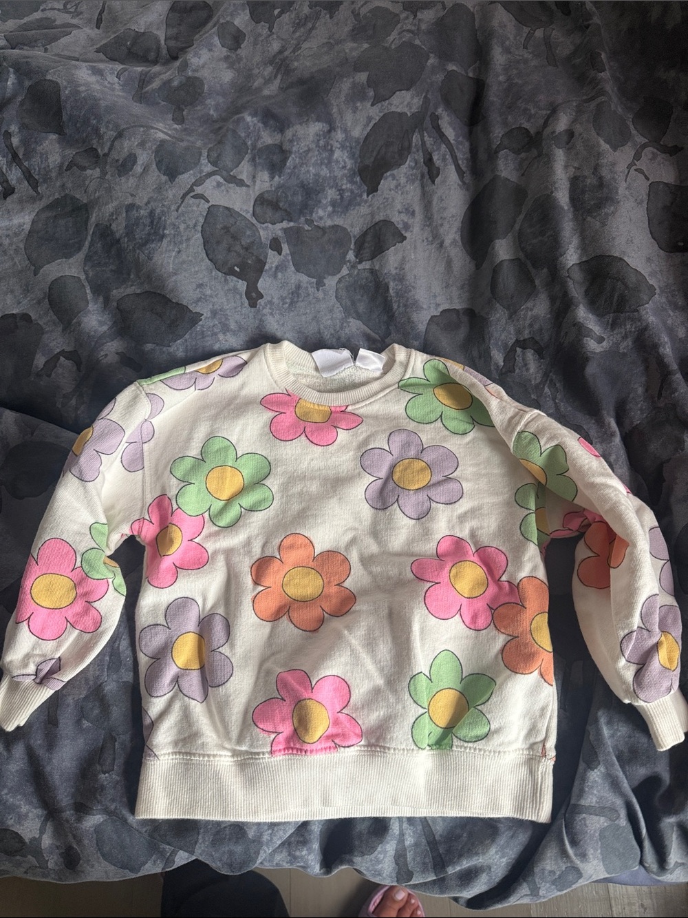 Zara Cream Sweatshirt with Pink, Orange, Green & Purple Daisy Print